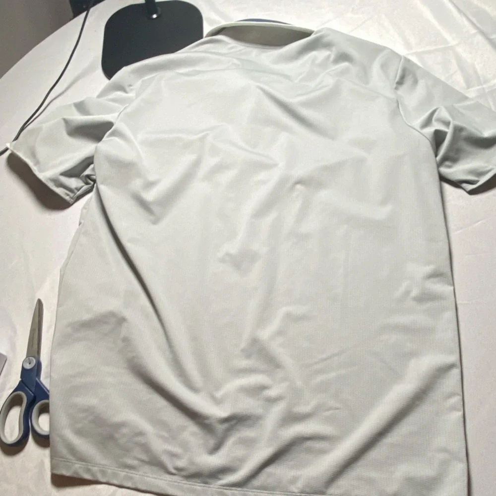 adidas climacool Polo Shirt Men L Light Gray Blue Short Sleeve Logo